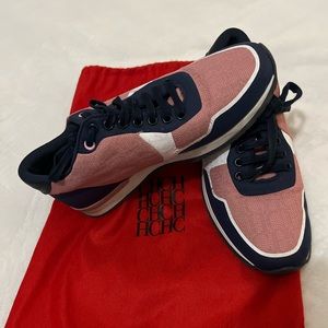 Ch Carolina Herrera -Cloth Trainers Size 38. Navy blue with Pink CH engraved.